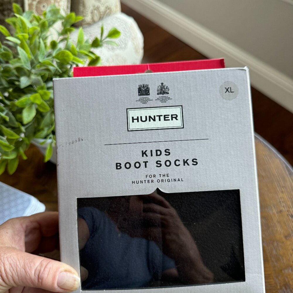 Hunter Boot Socks, Kids Black, XL, Fleece